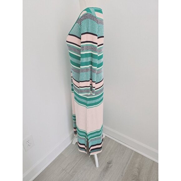 Tuckernuck Stevie Knit Sweater Color Blocked Striped V-Neck Ribbed Midi Dress S - Picture 8 of 12